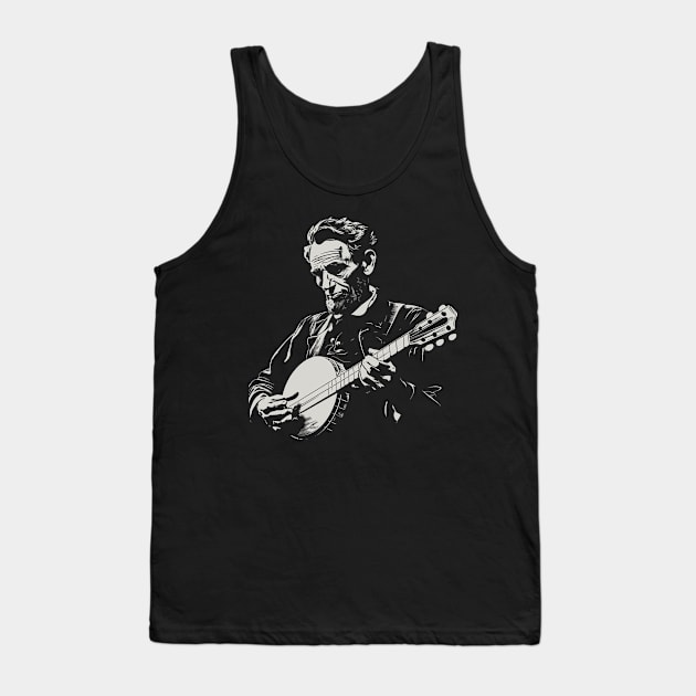 Abraham Lincoln Banjo Player Funny Founding Fathers Tank Top by robotbasecamp